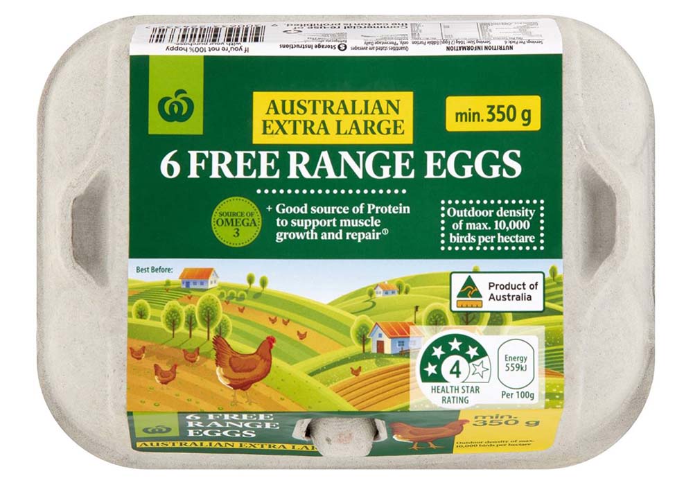 Food label on a carton of eggs