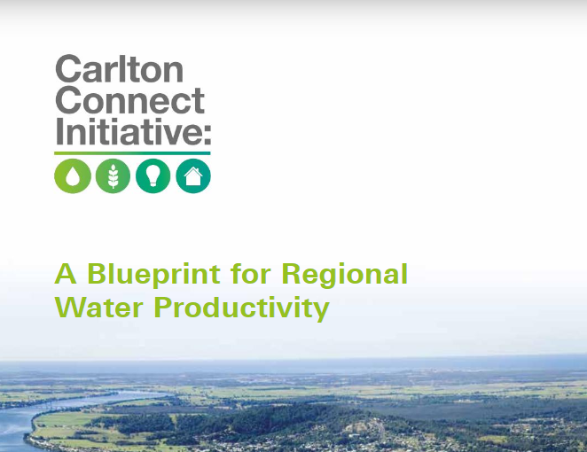 Front cover of document reading "Carlton Connect Initiative: A blueprint for regional water productivity"
