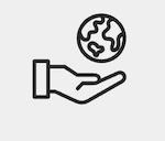 An icon of a hand holding the earth
