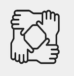 An icon of four hands in a circle