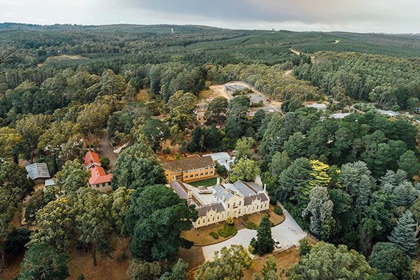 Birds-eye-view of the UoM Creswick Campus
